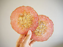 Handmade Resin Coasters In Peach Geode