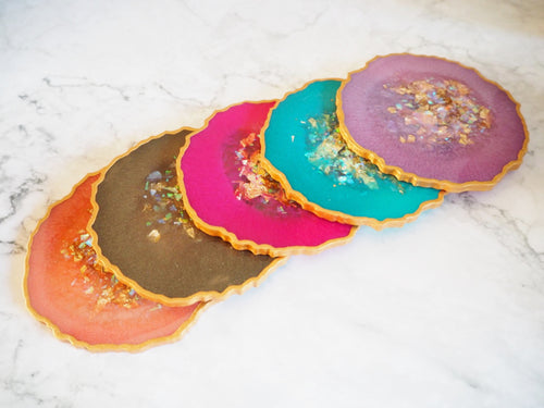 sparkly geode coaster set
